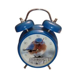 Vintage Wacky Wakers The Mad Bluebird Battery Powered Bell Alarm Clock Blue